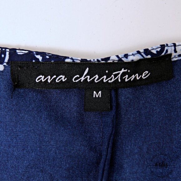 Ava Christine Blue Paisley Scoop Neck Short Sleeve Blouse - Picture 9 of 9